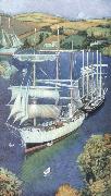 Joseph E.Southall Brigs on the Fowey Estuary oil painting reproduction